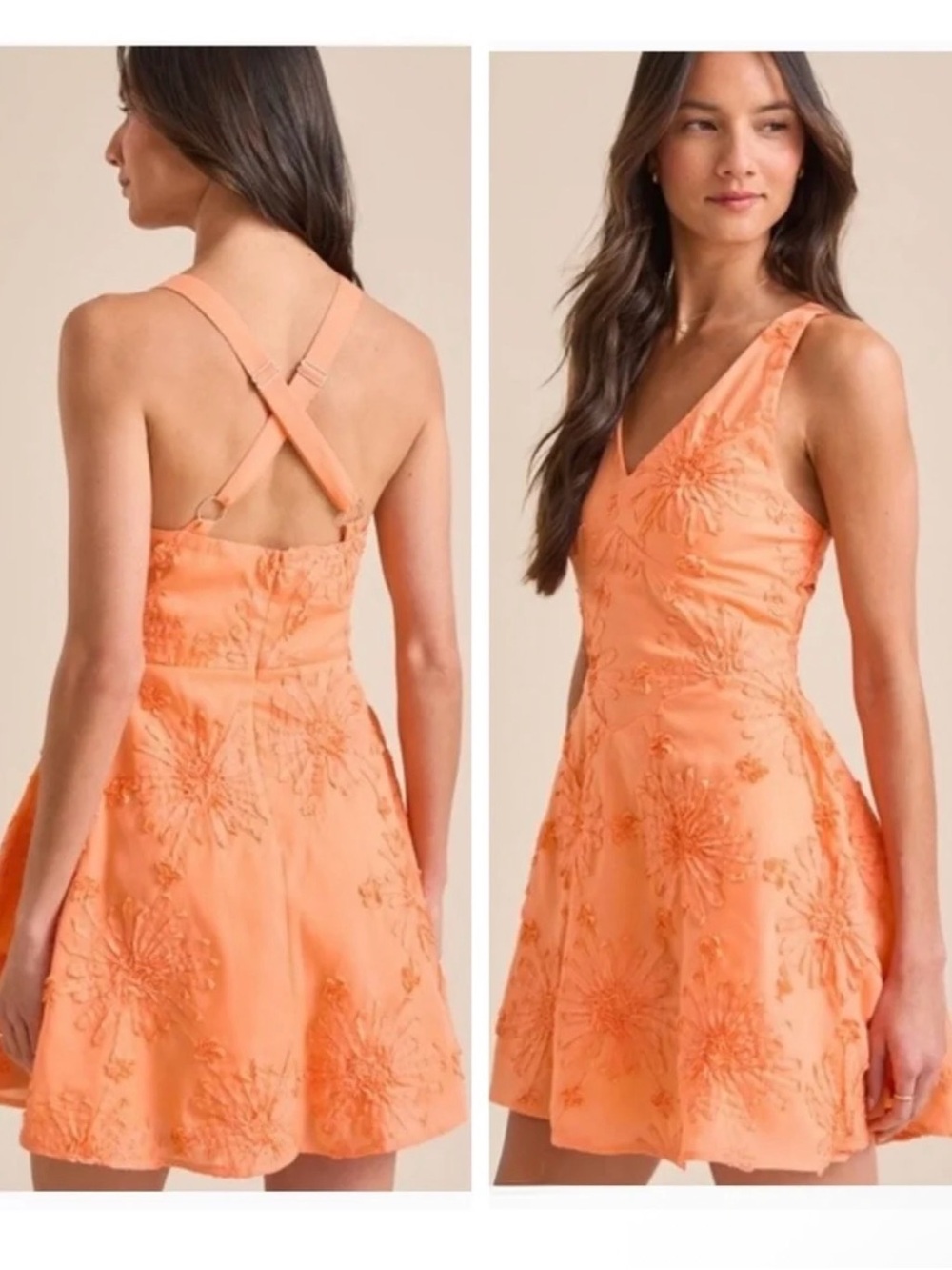 Criss Cross Orange Flower Altar’D State Women’s Dress